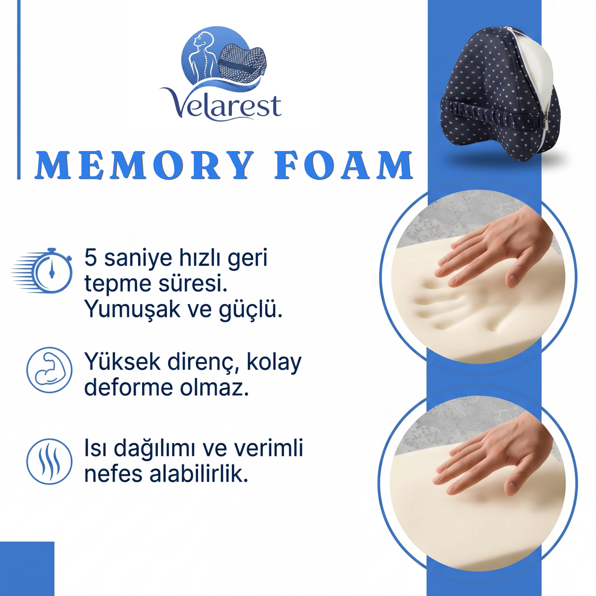 Velarest® Omurga Destekleyici Hafızalı Yastık